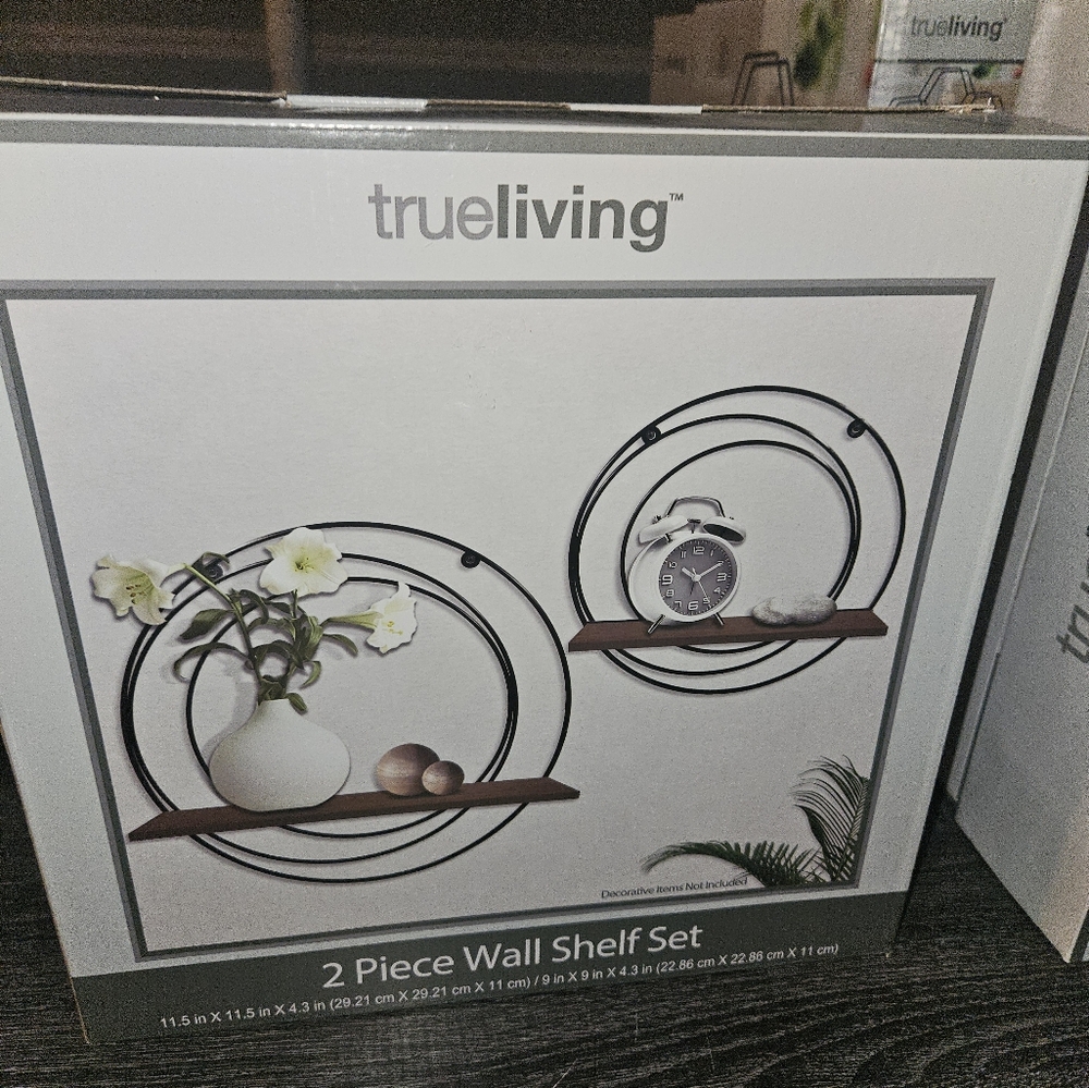 Black 2 Piece Wall Shelf Set